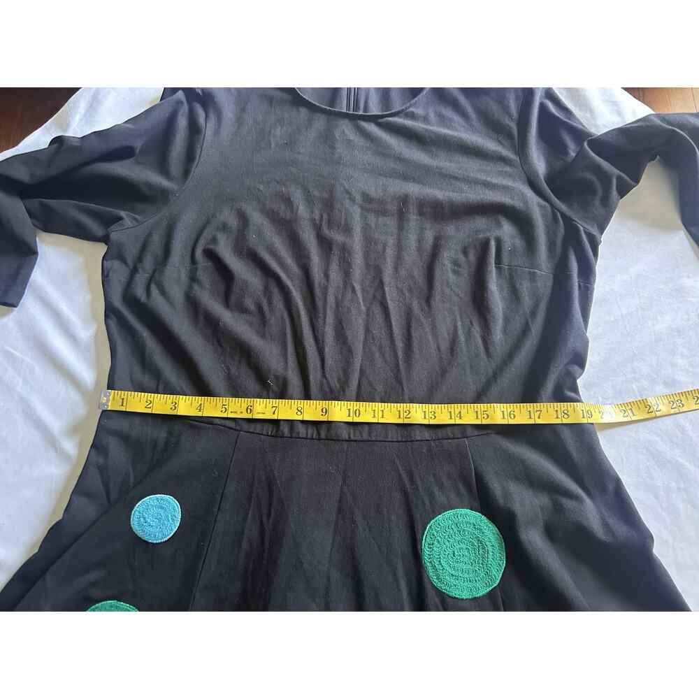eShakti Embroidered Polka Dot Midi Dress Womens Size 2X Black Green Classic - Picture 8 of 12